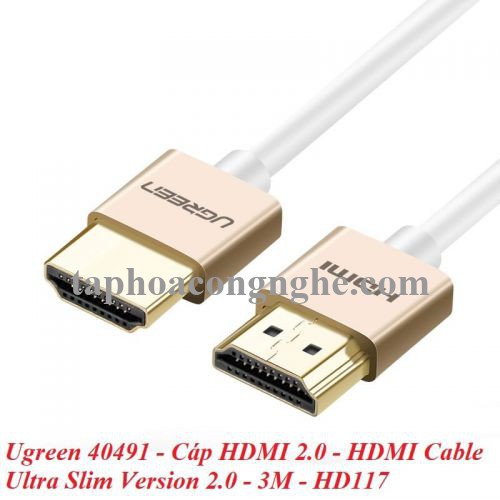 Ugreen 40491 3M màu Hồng Cáp tín hiệu HDMI chuẩn 2.0 sợi siêu nhỏ cao cấp HD117 30040491